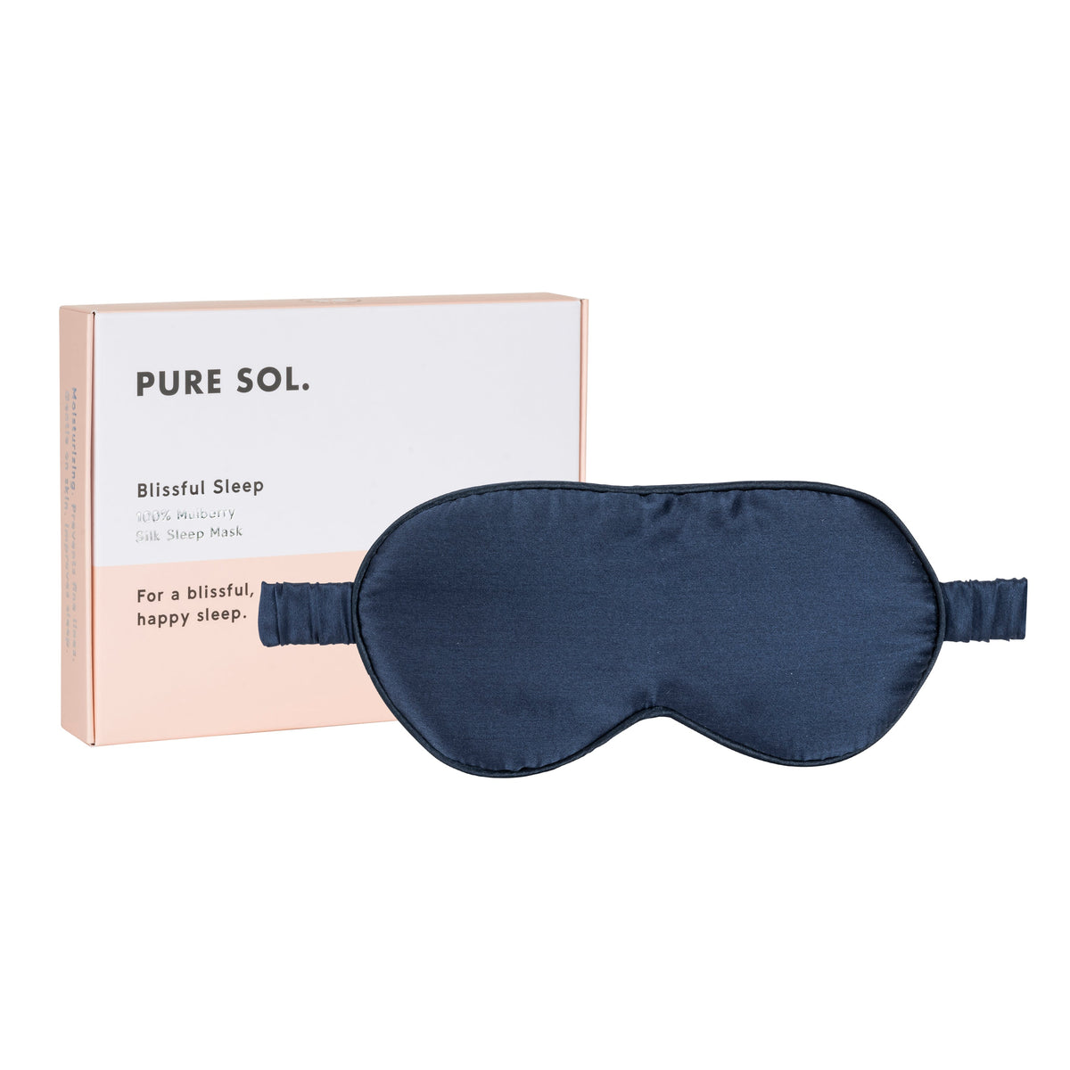 PURE SOL. Beauty Blissful Sleep 100% Mulberry Silk Sleep Eye Mask - Navy